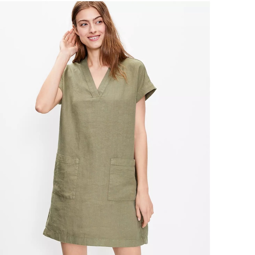 LOFT Lou & Grey Linen Pocket Tunic Dress EUC XL